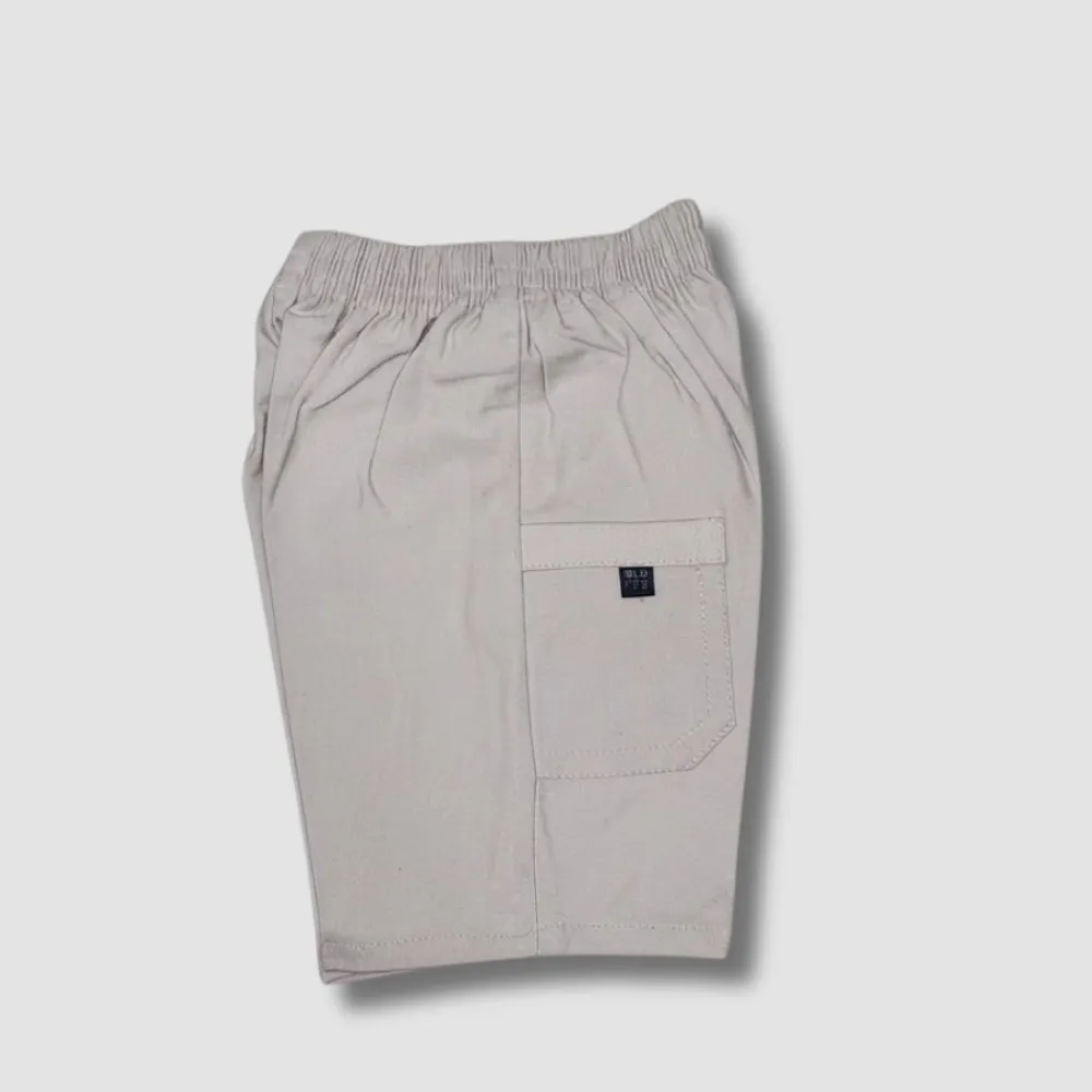 White Elastic Waist Cotton Shorts alternate